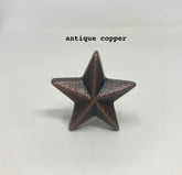 Star Knob in Iron Metal in Gold, Antique Copper or Silver. Drawer Pull decor drawer pull
